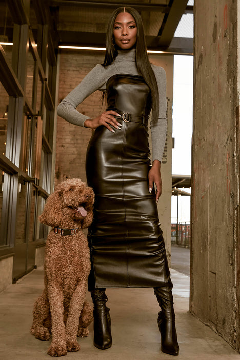 Long leather sales hobble skirt
