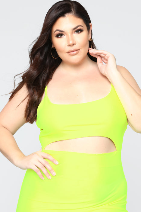Cut To The Chase Mini Dress Neon Yellow Fashion Nova Dresses