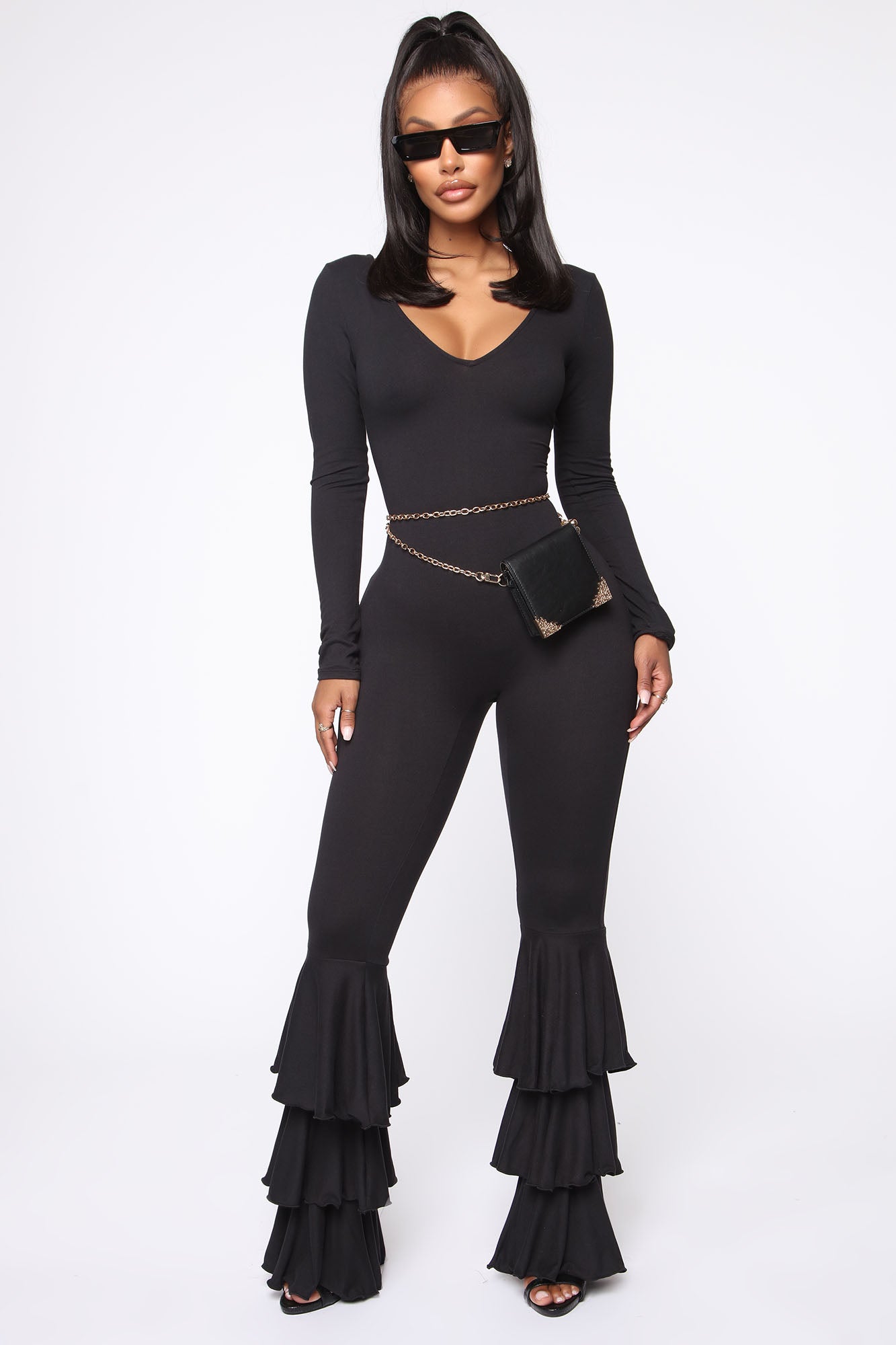 Se orita Ruffle Jumpsuit Black