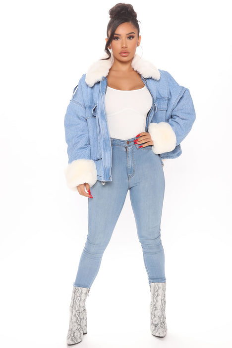 Fashion nova jean jacket with fur best sale