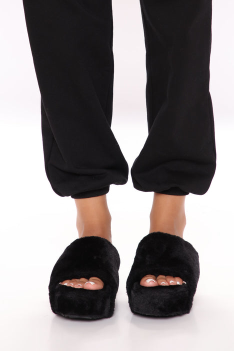 Bratty Moment Platform Slides Black Fashion Nova Shoes
