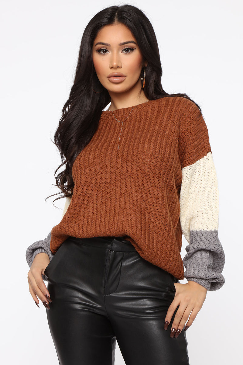 You're All Mine Color Block Sweater - Camel | Fashion Nova, Sweaters ...