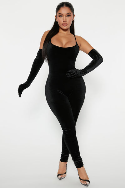 Nova Season Velvet Jumpsuit Black Fashion Nova Jumpsuits