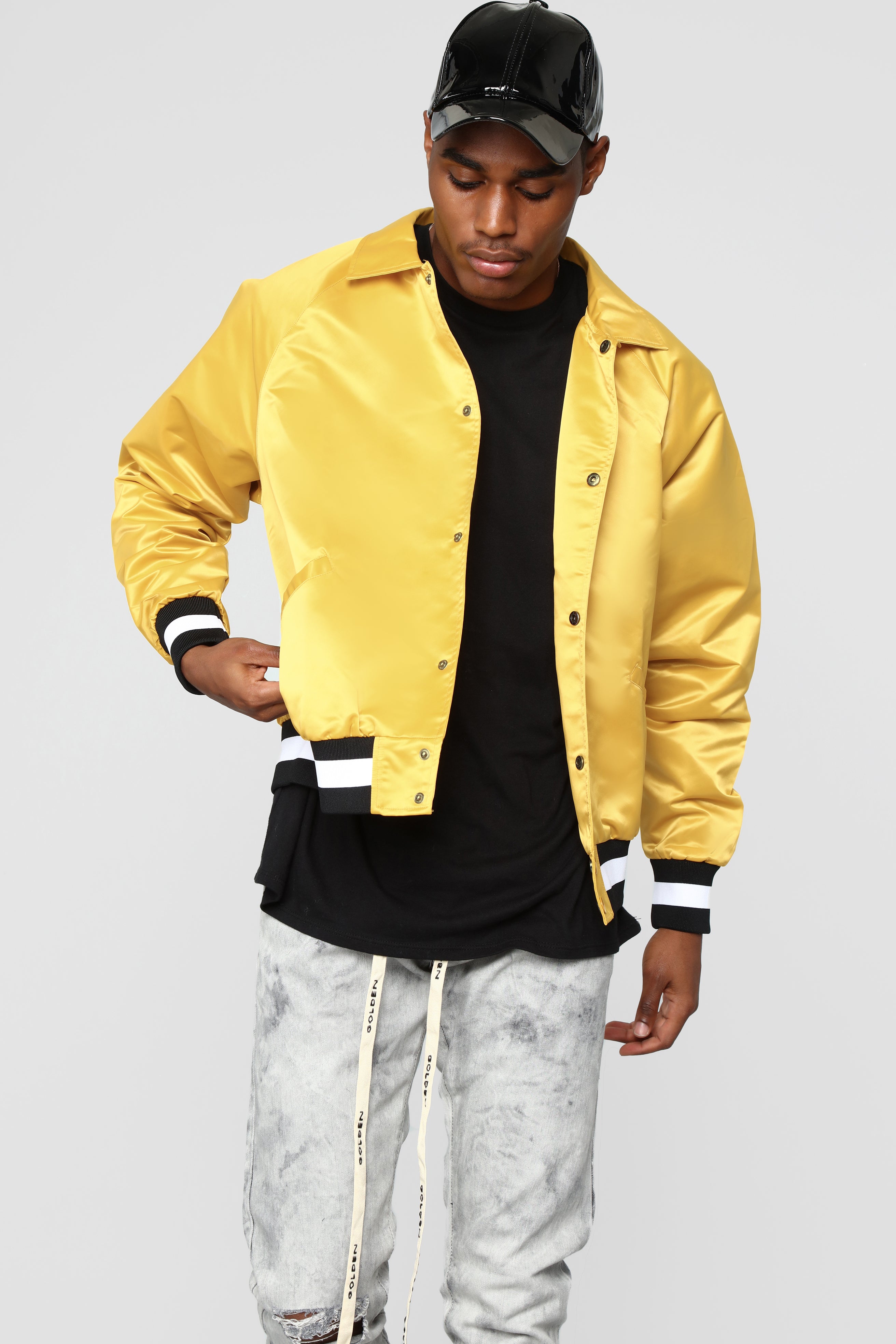 Gold satin deals jacket mens