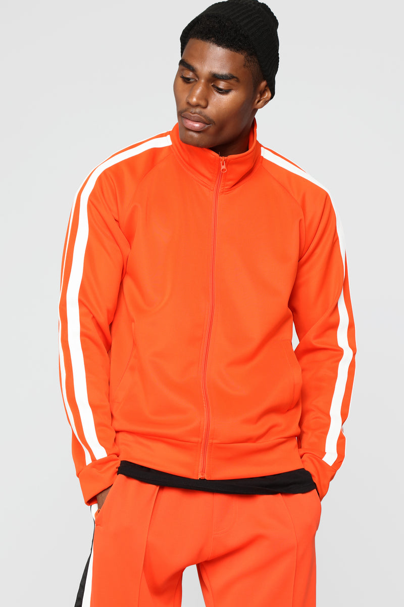 Post Track Jacket - Orange/White | Fashion Nova, Mens Fleece Tops ...