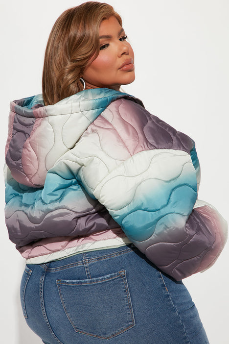 Rainbow puffer jacket fashion new arrivals nova