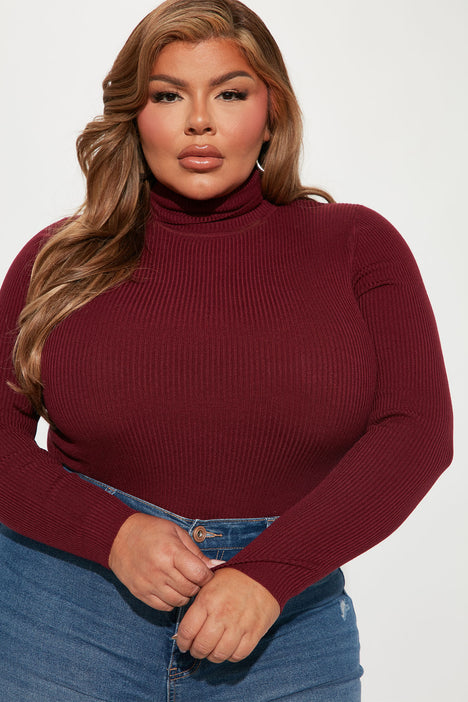 Burgundy turtleneck sweater women's new arrivals