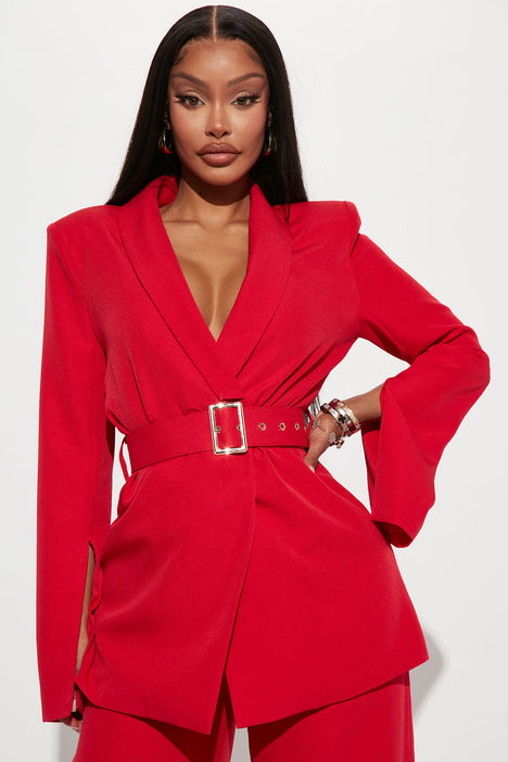 Red blazer jumpsuit online