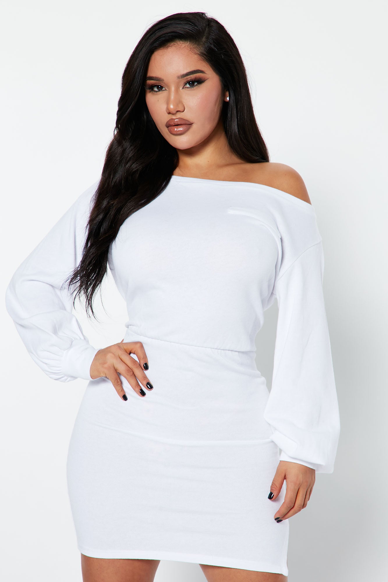 Fashion nova white off the shoulder dress sale
