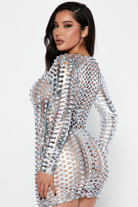 Silver fashion nova dress hot sale