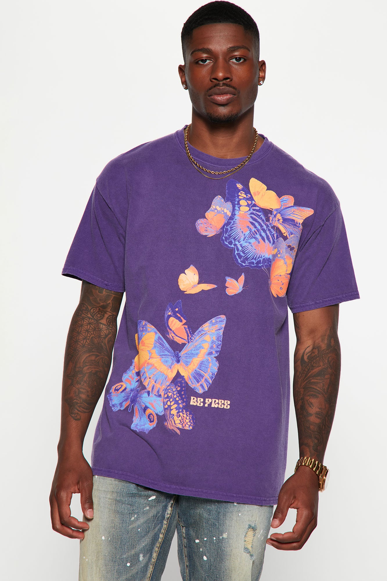 Thermal Butterflies Short Sleeve Tee - Purple | Fashion Nova, Mens