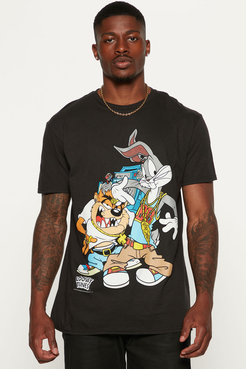 Looney Tunes Rapper Short Sleeve Tee - Black | Fashion Nova, Mens ...