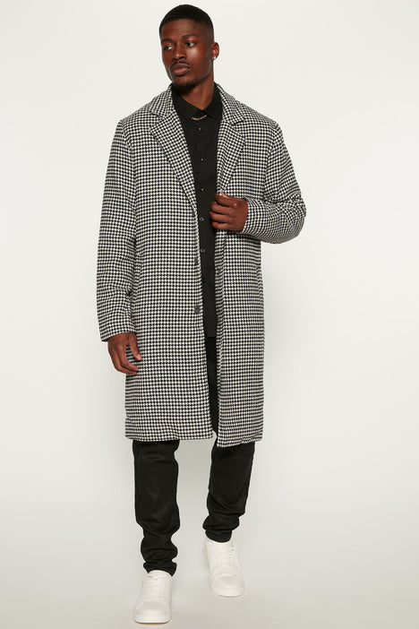 Black and white long on sale coat