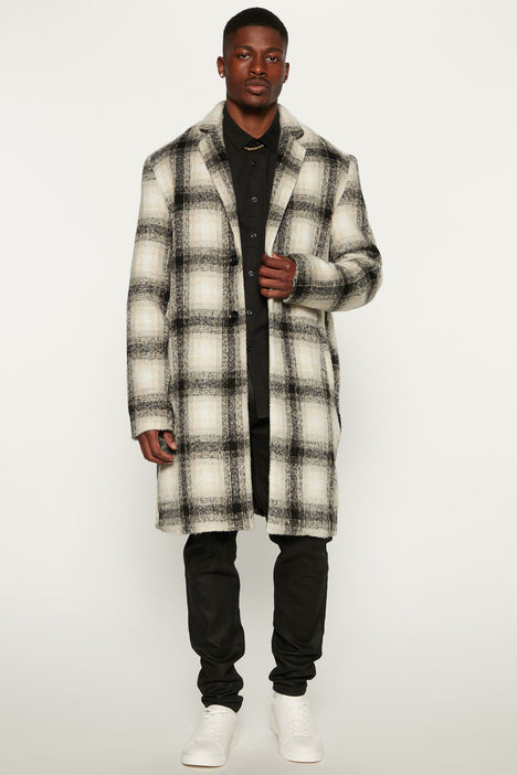 Men shop plaid overcoat