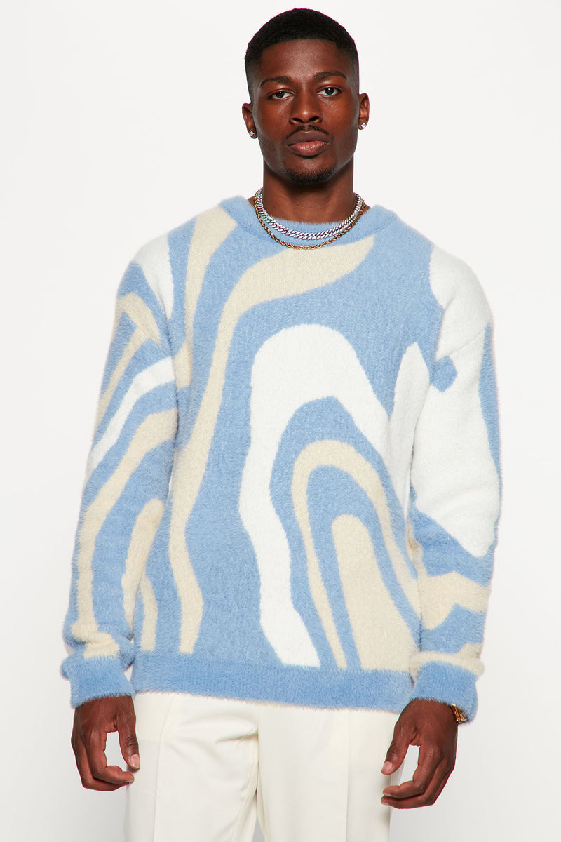 Marble Effect Crewneck Sweater - Blue/combo | Fashion Nova, Mens ...