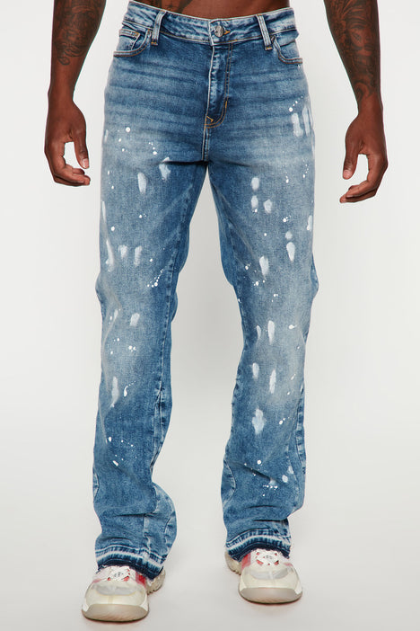 Get Paint Splattered Slim Stacked Jeans - Medium Wash | Nova, Mens Jeans | Fashion Nova