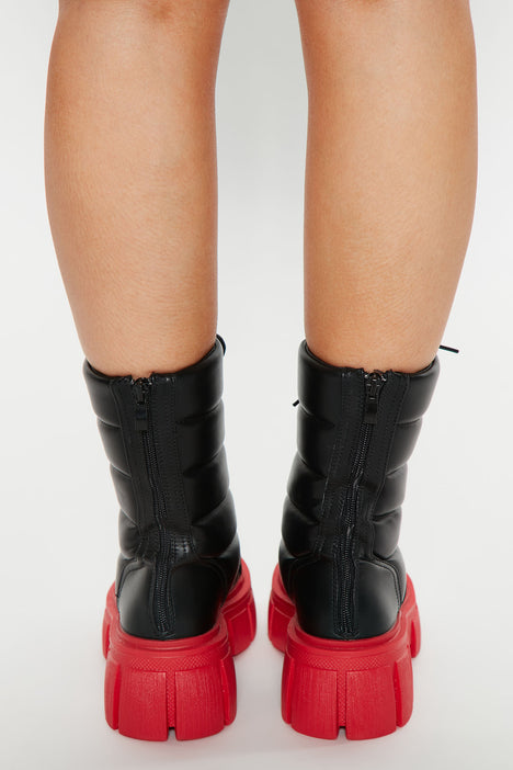 Red and black booties sale