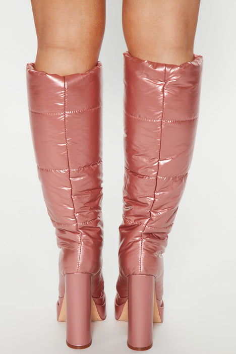 Rose gold discount knee high boots