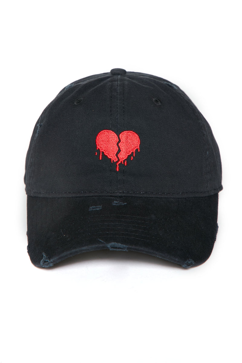 Drippin' Broken Heart Distressed Dad Hat - Black/Red | Fashion Nova ...