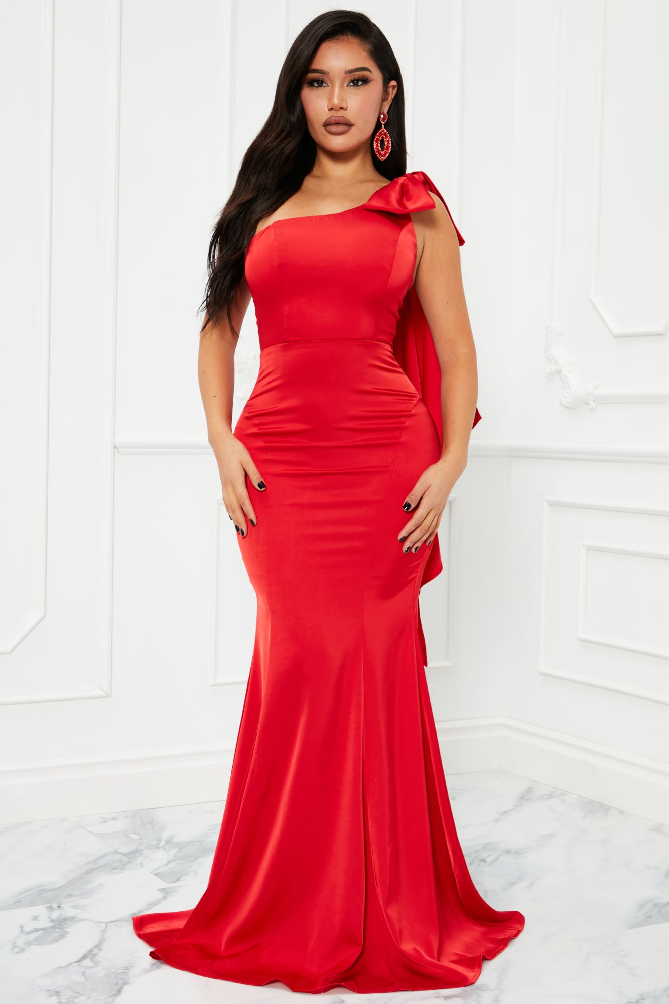 Natalia Satin Maxi Dress Red