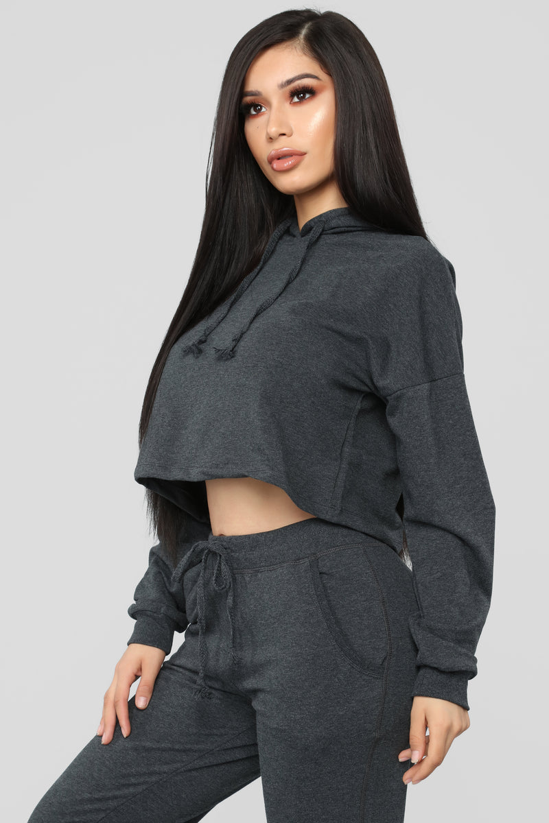 Latest And Greatest French Terry Crop Hoodie - Charcoal | Fashion Nova ...
