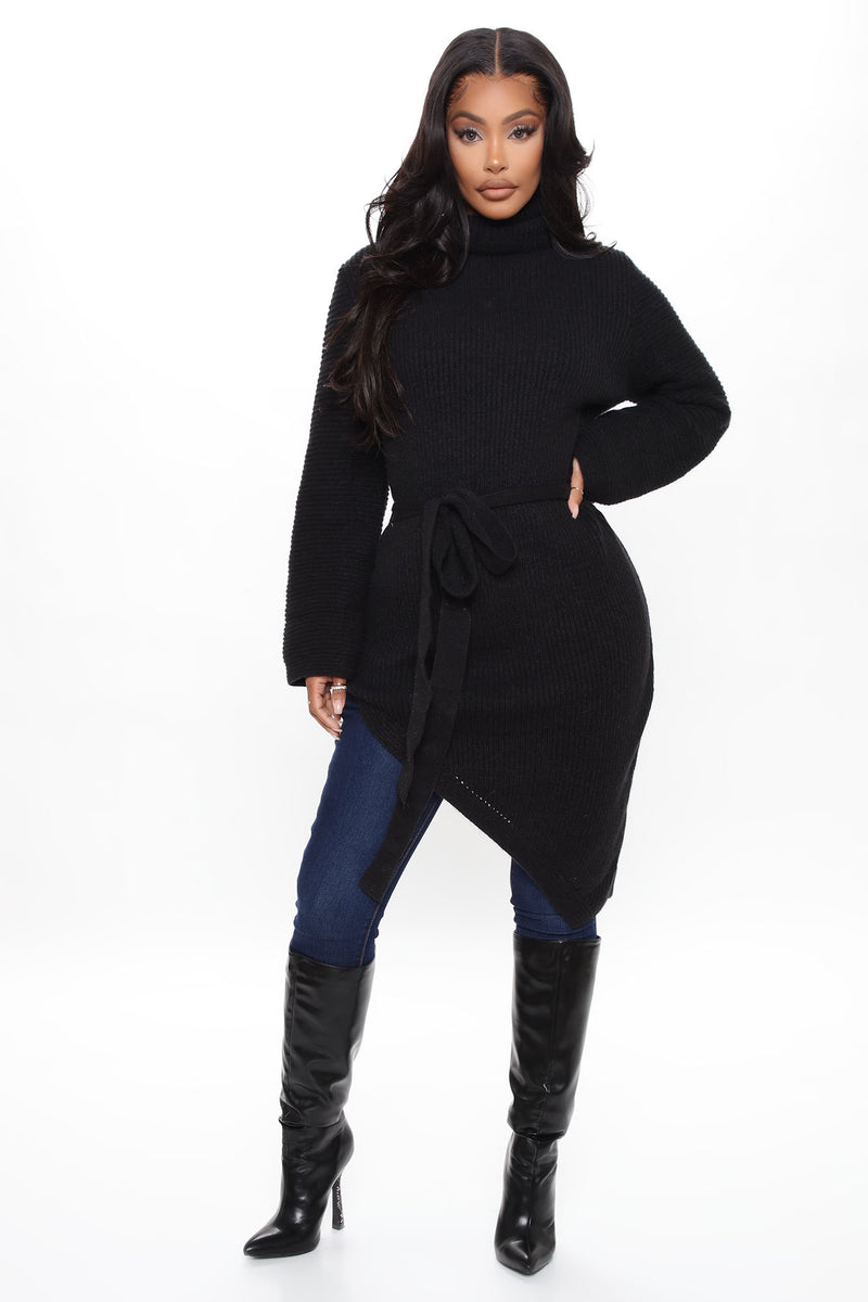 Wrap Star Asymmetrical Sweater Black Fashion Nova, Sweaters