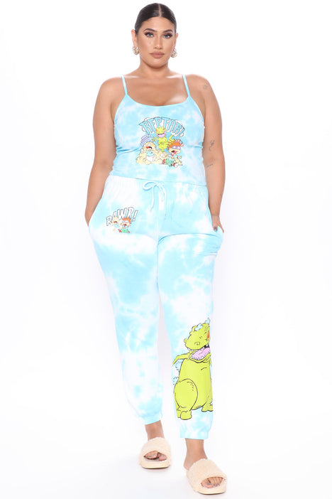Rawr Reptar Tie Dye Sweatpants Blue combo Fashion Nova Pants