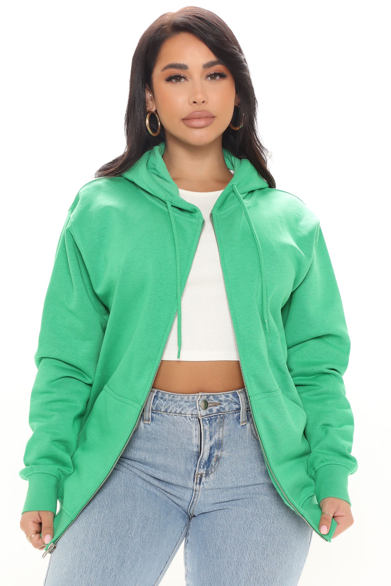 Kelly green zip up hotsell hoodie