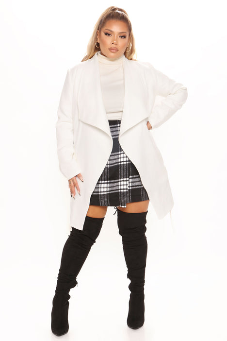 White deals waterfall coat
