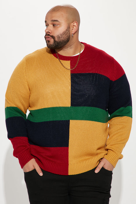 Chunky Multi Colorblock Sweater Multi Color Fashion Nova Mens