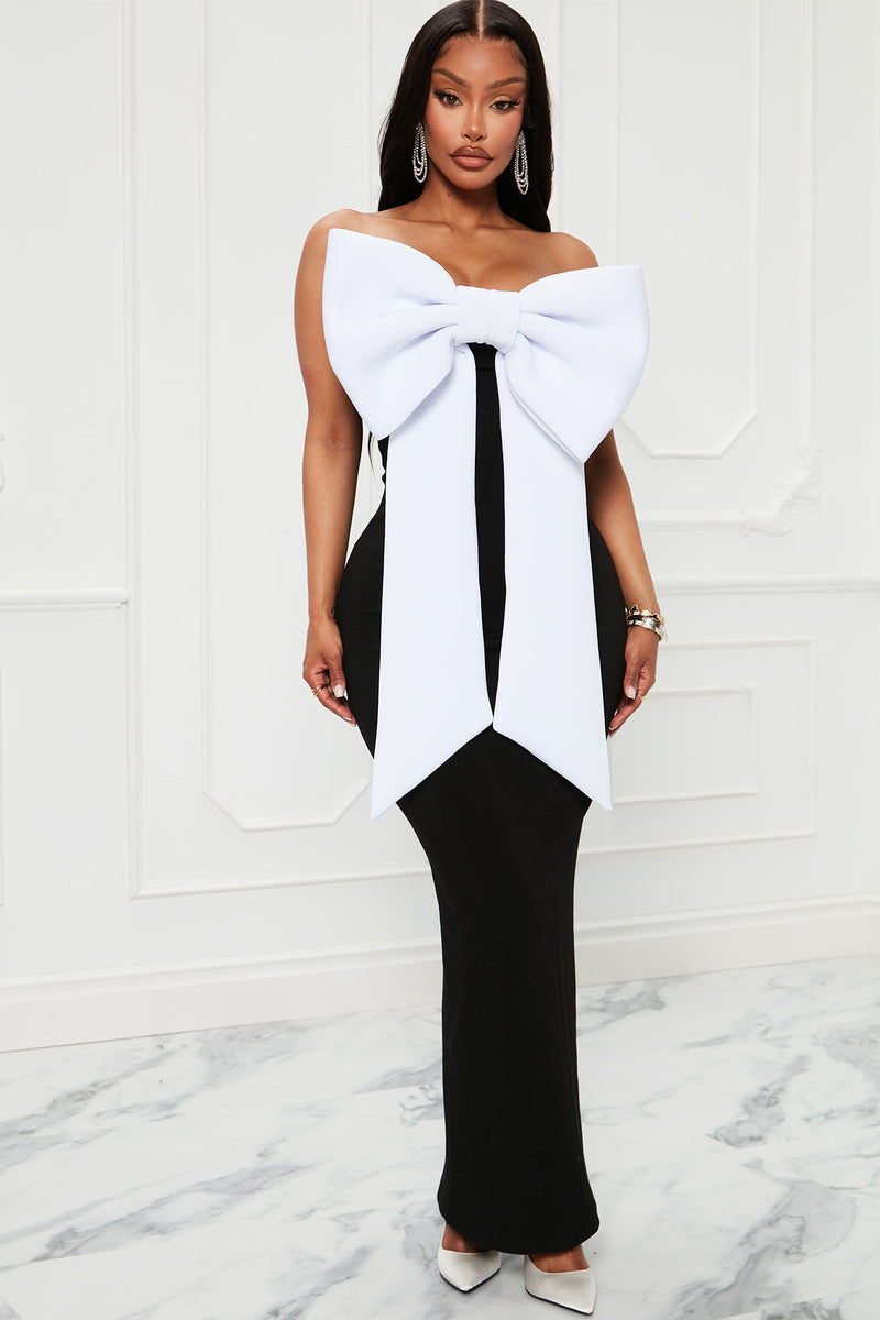 Big Bow Energy Maxi Dress - Black/White | Fashion Nova, Dresses ...