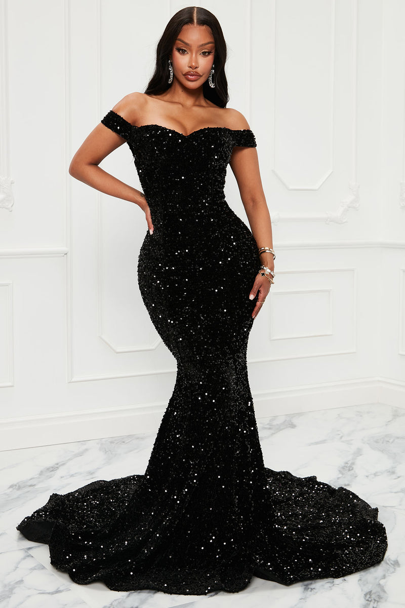 Alora Sequin Maxi Gown - Black | Fashion Nova, Dresses | Fashion Nova