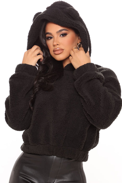 Cropped teddy sales bear hoodie