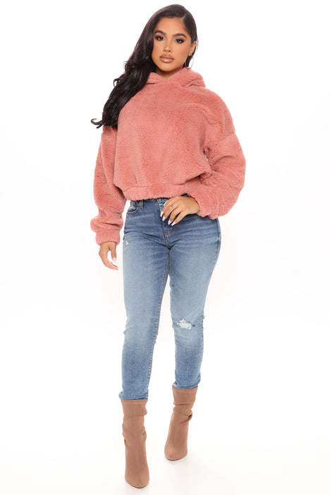 Your Favorite Teddy Bear Pullover Jacket Mauve Fashion Nova