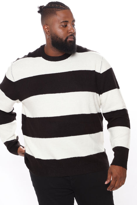 Black and best sale white sweater mens