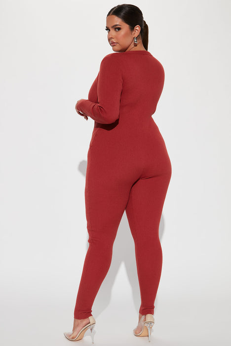Time To Chill Sweater Jumpsuit Rust Fashion Nova Jumpsuits