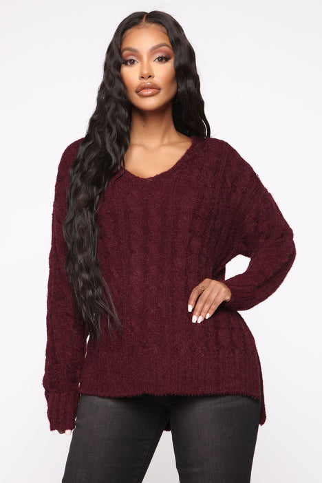 Trying To Understand Oversized Sweater Wine Fashion Nova