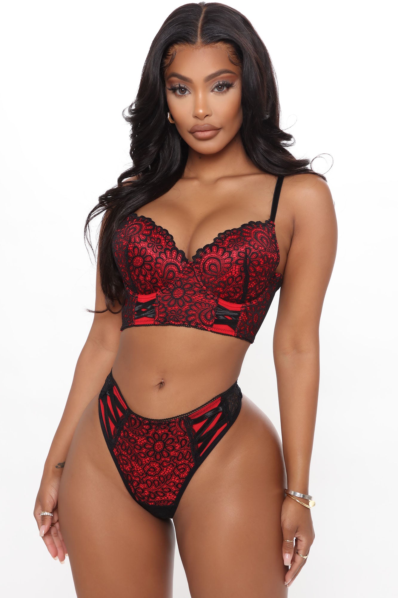 Sexy Mornings Bra And Panty Set - Red/Black