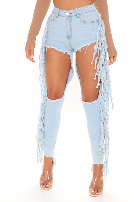 Side fringe sales jeans fashion nova
