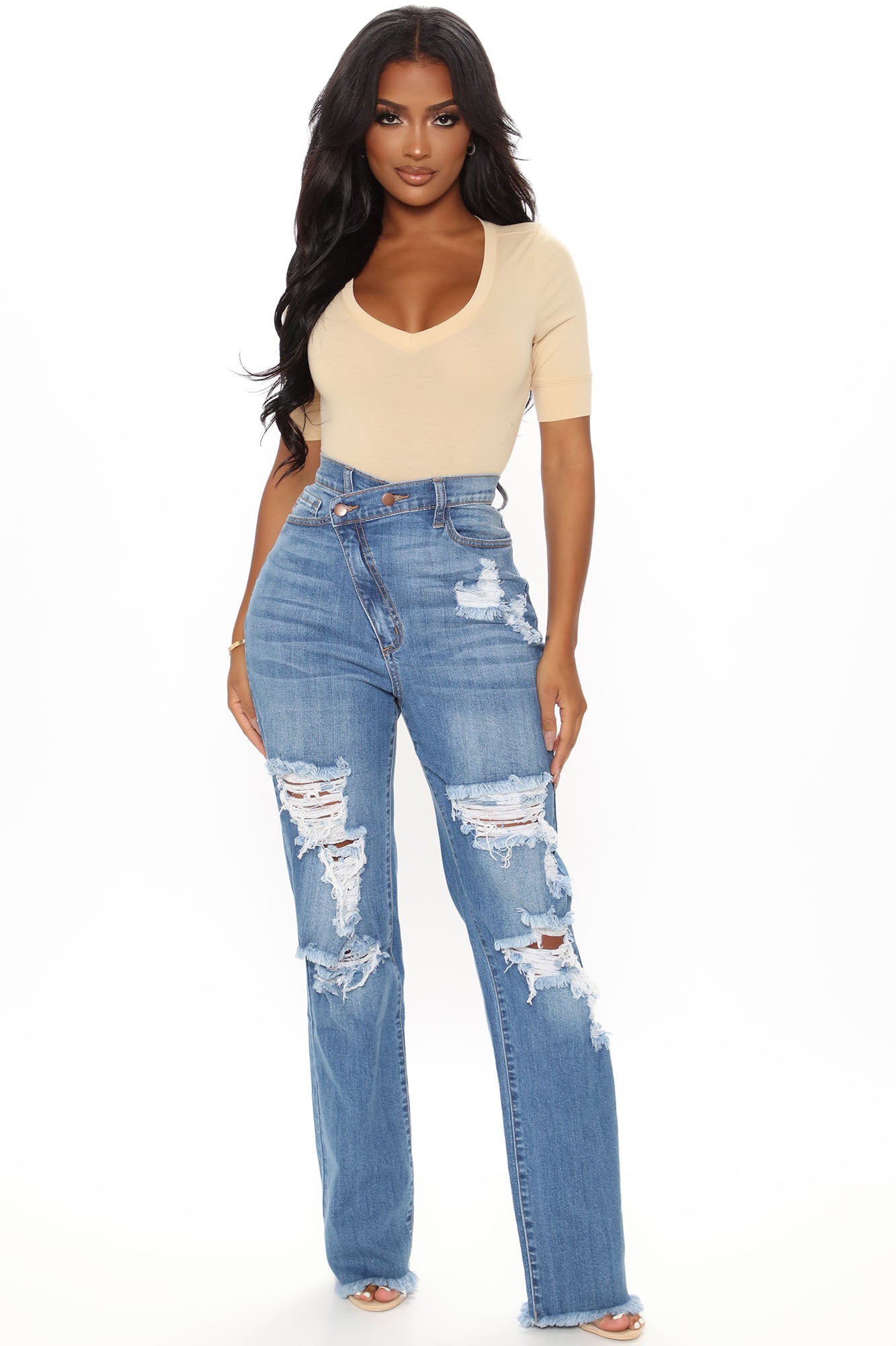 Don't Get Crossed Over Slouch Fit Jeans - Medium Blue Wash, Fashion Nova,  Jeans
