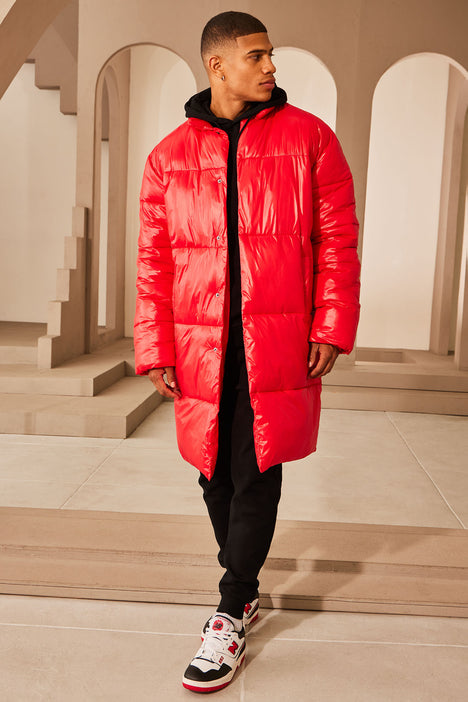 Innovative Long Puffer Jacket Red