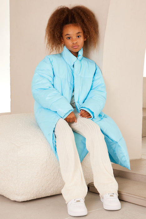 Mini Innovative Long Puffer Jacket Light Blue Fashion Nova