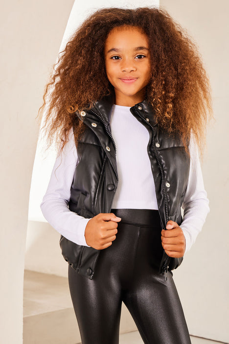 Girls black puffer vest store