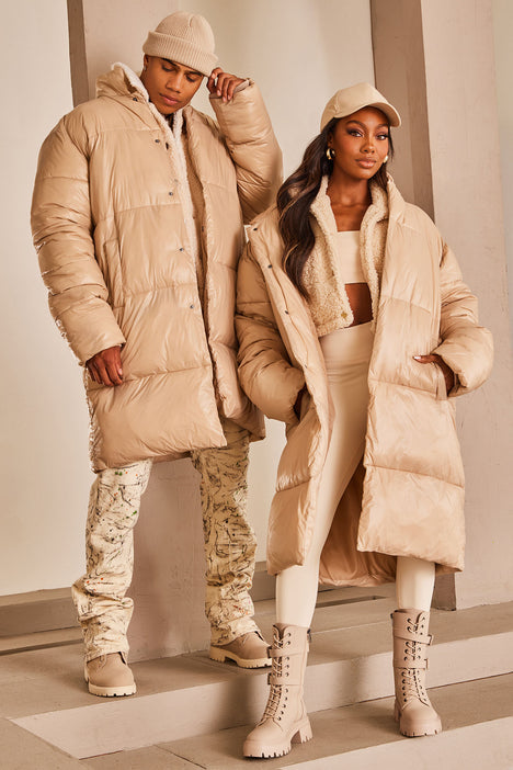 Long tan hotsell puffer coat