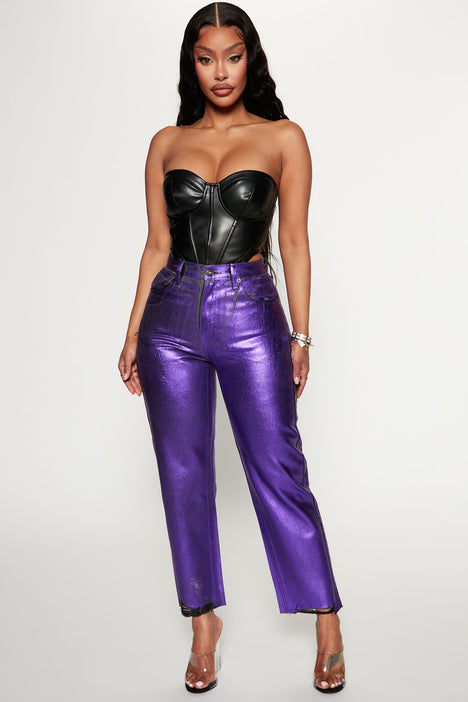 Purple discount leather jeans