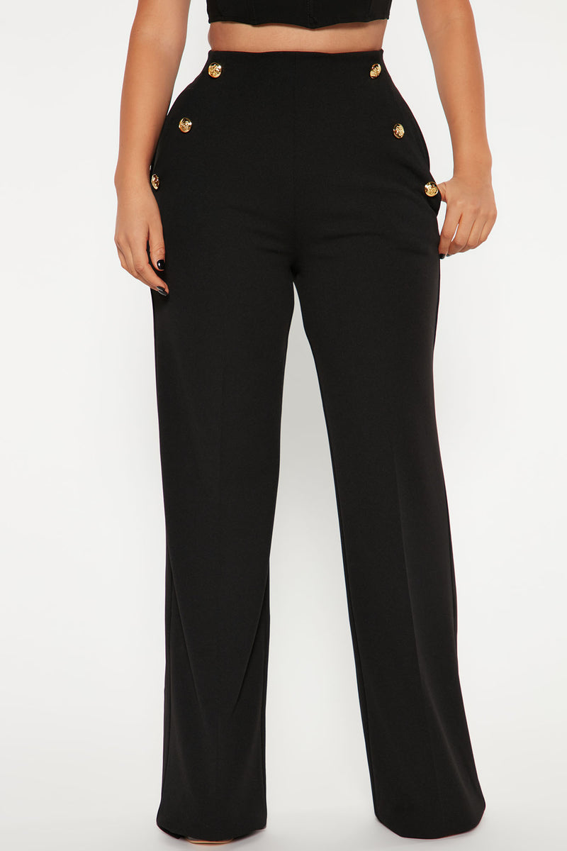 Celine High Waist Button Pants - Black | Fashion Nova, Pants | Fashion Nova