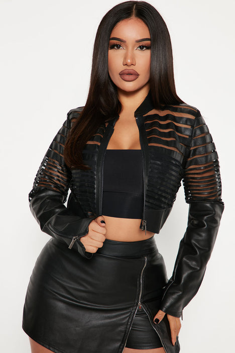 Black see top through jacket