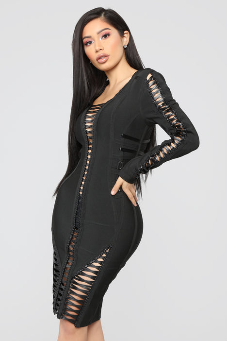 Fashion nova black top bandage dress