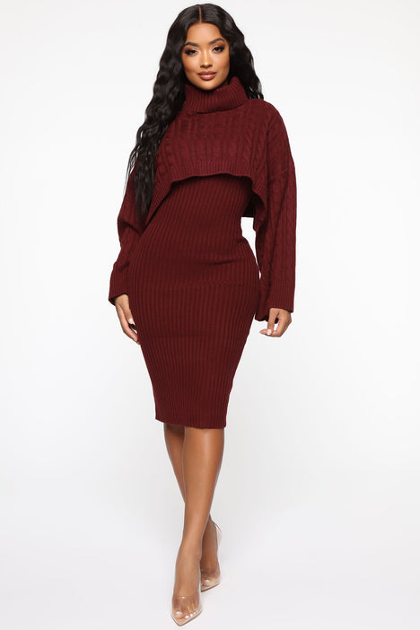 Burgundy dress hotsell sweater