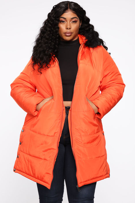 Plus size shop orange coat